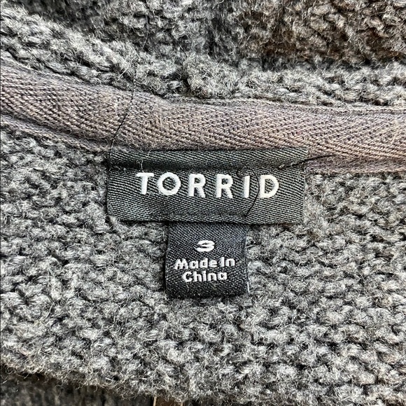 Torrid Grey Skull, Rose & Heart Embroidered Knit Full-Zip Sweater Hoodie 3X - Picture 5 of 7